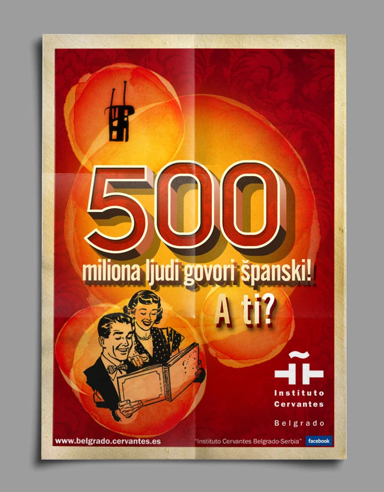Instituto Cervantes poster with a typographic portrait composition.