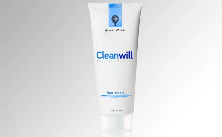 Goodwill Pharma Cleanwill foot cream packaging.