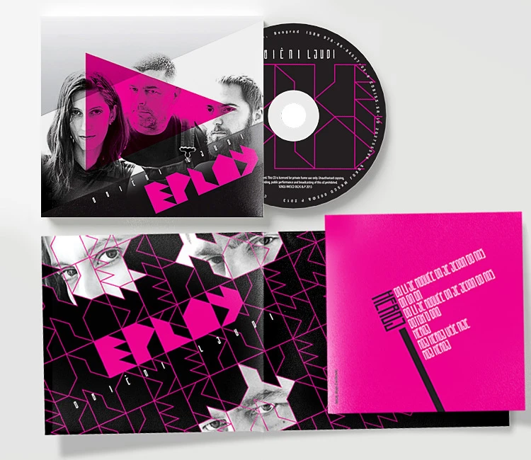 Later E-Play record sleeve artwork shown in the supplied portfolio material.
