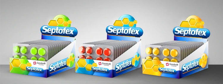 Goodwill Pharma Septofex lozenge packaging.